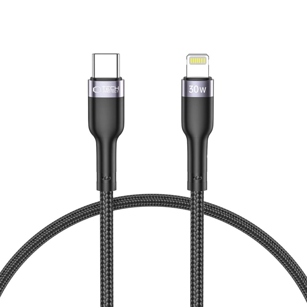Tech-Protect UltraBoost 2 Lightning / USB-C PD кабель 30W 3A 0,25 м - черный