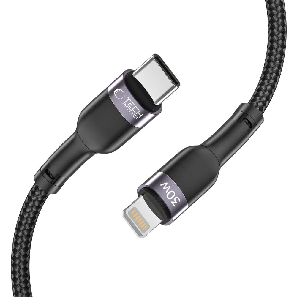 Tech-Protect UltraBoost 2 Lightning / USB-C PD kabelis 30W 3A 0,25 m - melns | cable 0.25m black