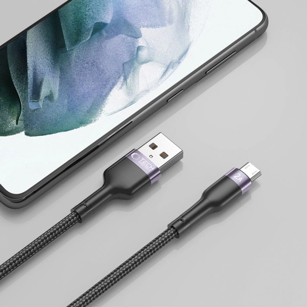Tech-Protect UltraBoost 2 micro USB / USB-A kabelis 2,4A 0,25 m - melns | cable 2.4A 0.25m black