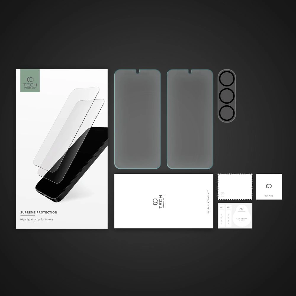 Samsung Galaxy S23 (SM-S911) Tech-Protect Supreme Tempered Glass 2x + Camera Glass | Защитная Стекло...