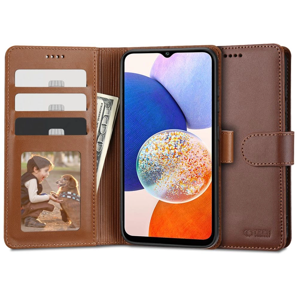 Samsung Galaxy A14 5G (SM-A146) / 4G (SM-A145F/DSN) Tech-Protect Wallet Book Case Cover, Brown | Telefona Vāciņš...
