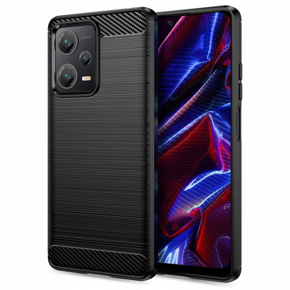 Xiaomi Redmi Note 12 5G / Poco X5 5G Tech-Protect TPUCarbon Fiber TPU Protective Case Cover, Black