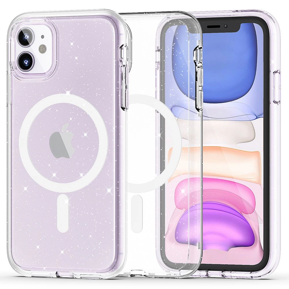 Apple iPhone 11 6.1'' Tech-Protect FlexAir Hybrid MagSafe Cover Case, Transparent and Glitter | Чехол Кабура...