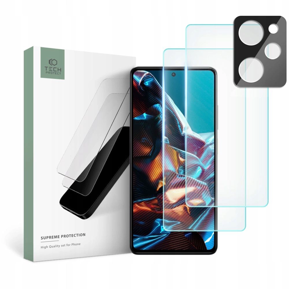 Xiaomi Poco X5 Pro 5G Tech-Protect Supreme Set Tempered Glass 2x + Camera Glass | Защитная Стекло для...