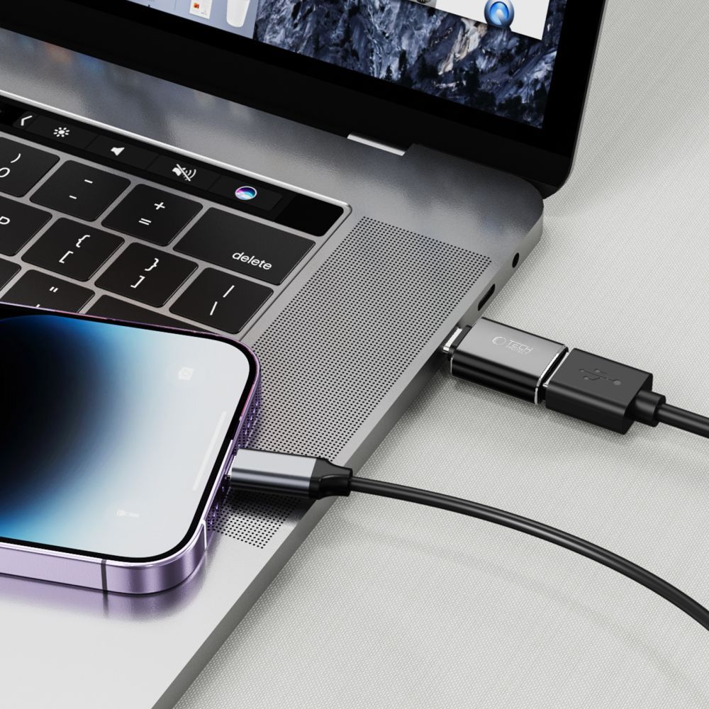 Tech-Protect UltraBoost Lightning (M) / USB-A (F) OTG adapteris, melns