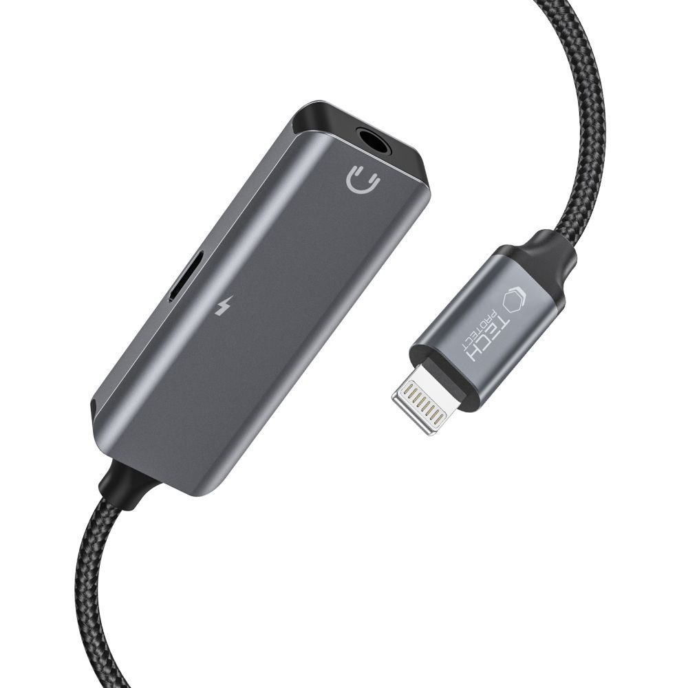 Переходник Tech-Protect UltraBoost audio Lightning (male) / 3,5 мм мини-джек (female) - черный