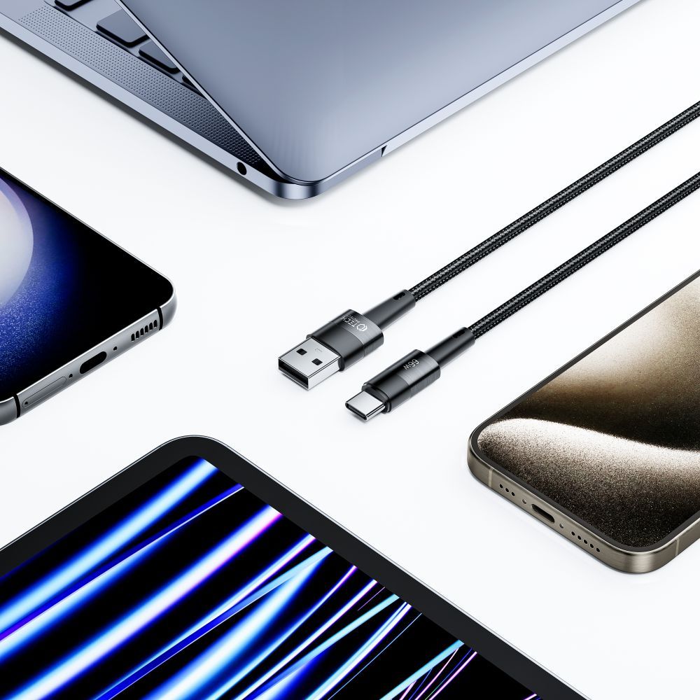 Кабель Tech-Protect UltraBoost USB-C / USB-A 66W 6A 0.25m, серый