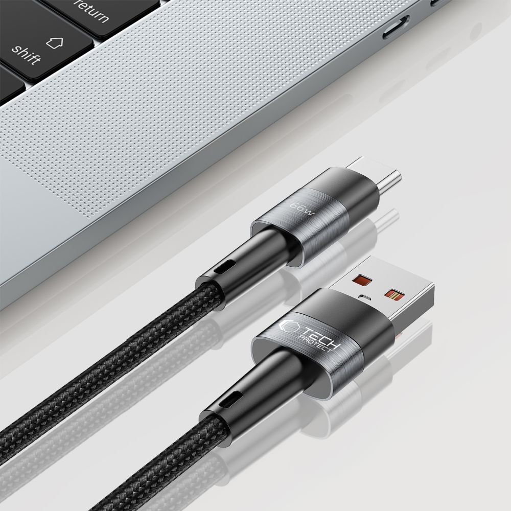 Tech-Protect UltraBoost USB-C / USB-C kabelis 66W 6A 1m, pelēks