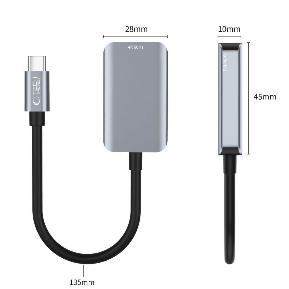 Адаптер Tech-Protect UltraBoost USB-C на HDMI 4K 60Hz, черный