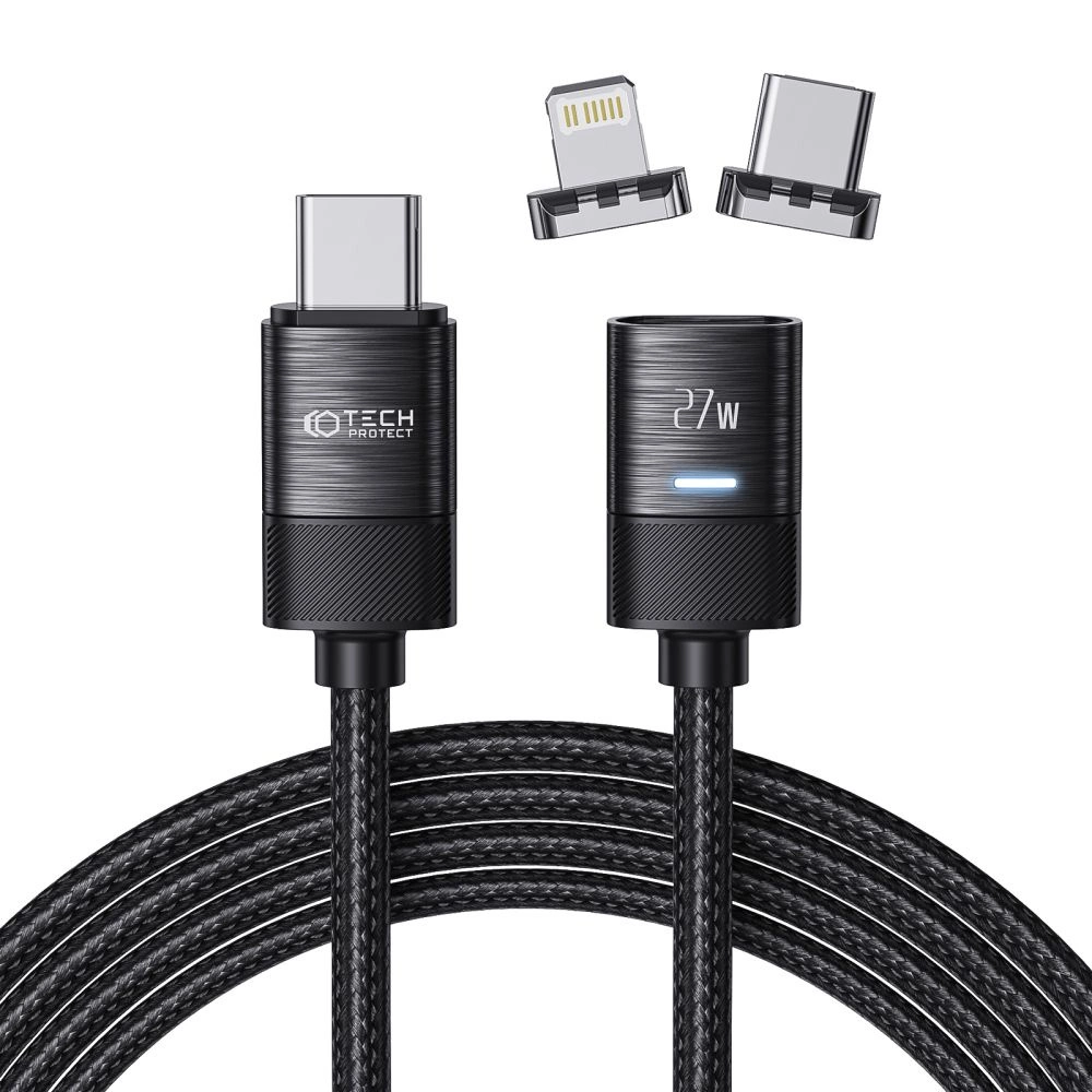 Tech-Protect UltraBoost магнитный кабель 2 в 1 USB-C - Lightning / PD 27W 3A 2m черный