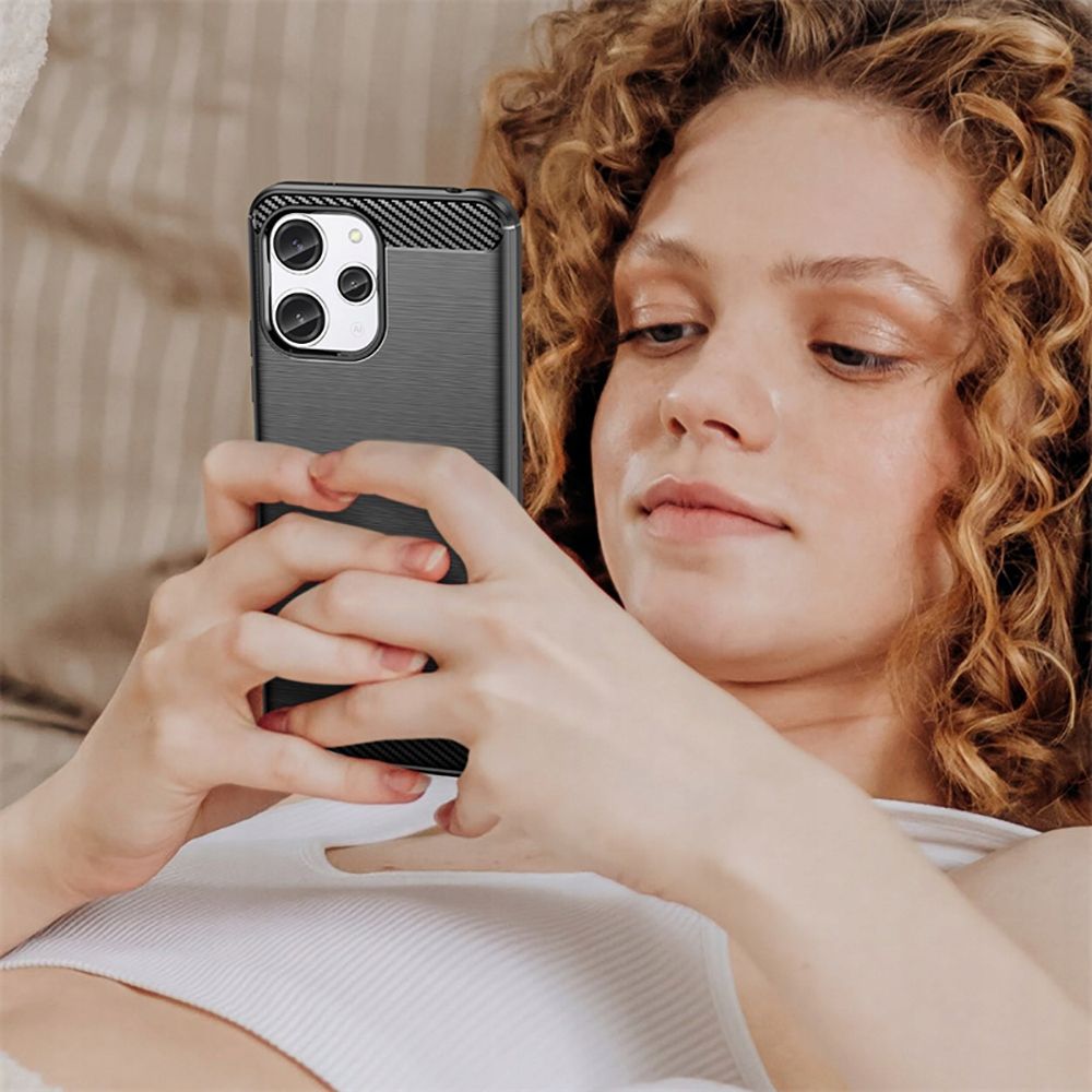 Xiaomi Redmi 12 Tech-Protect TPUCarbon Fiber TPU Protective Case Cover, Black | Чехол Обложка Бампер...