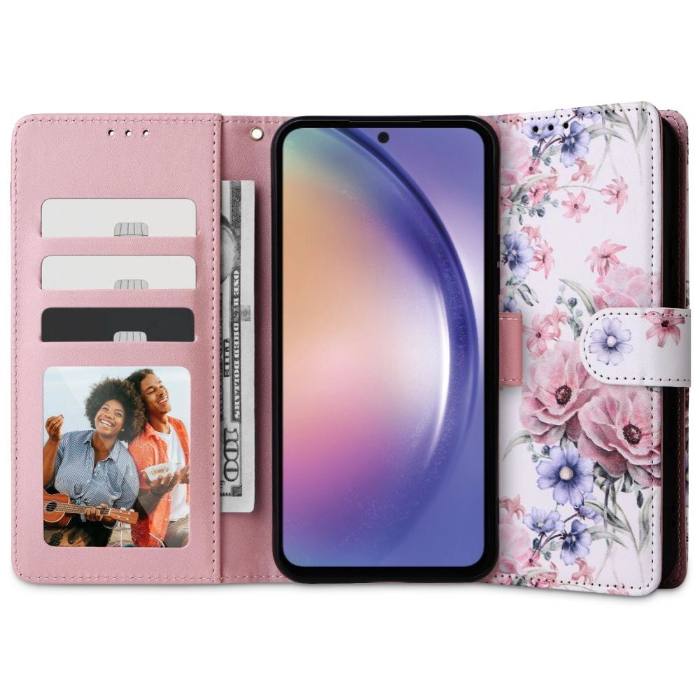Xiaomi Redmi 12 Tech-Protect Wallet Book Case Cover, Pink Flowers | Telefona Vāciņš Maciņš Apvalks Grāmatiņa