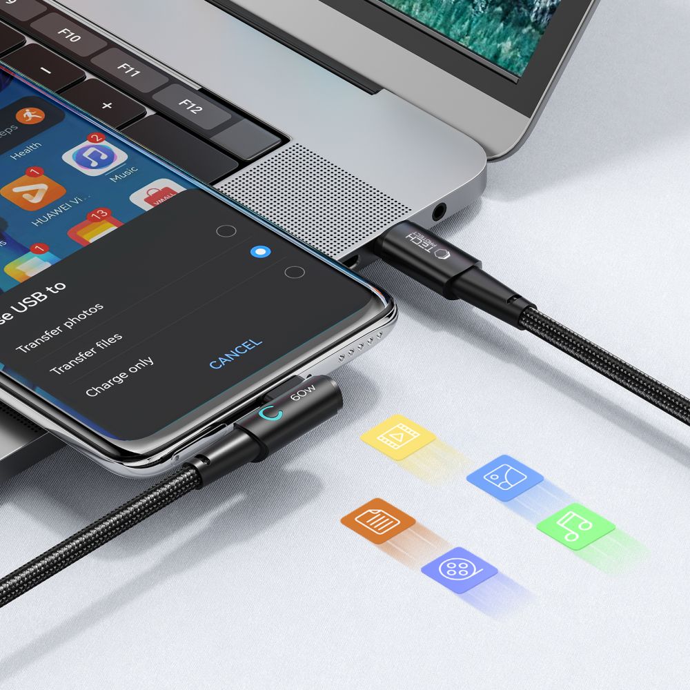 Tech-Protect UltraBoost L USB-C / USB-C kabelis 60W 6A 1m, pelēks