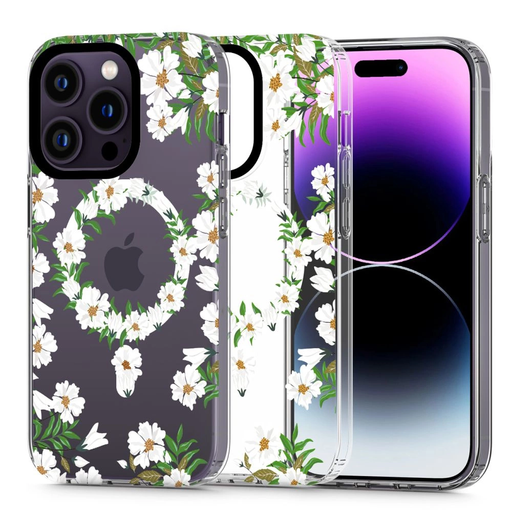 Apple iPhone 14 Pro Max 6.7'' Tech-Protect MagMood MagSafe Case Cover, White Daisies | Telefona Vāciņš Maciņš...