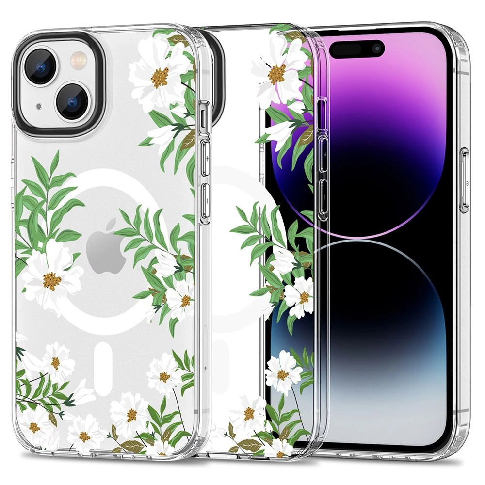 Apple iPhone 15 6.1'' Tech-Protect MagMood MagSafe Case Cover, Daisies with Leaves