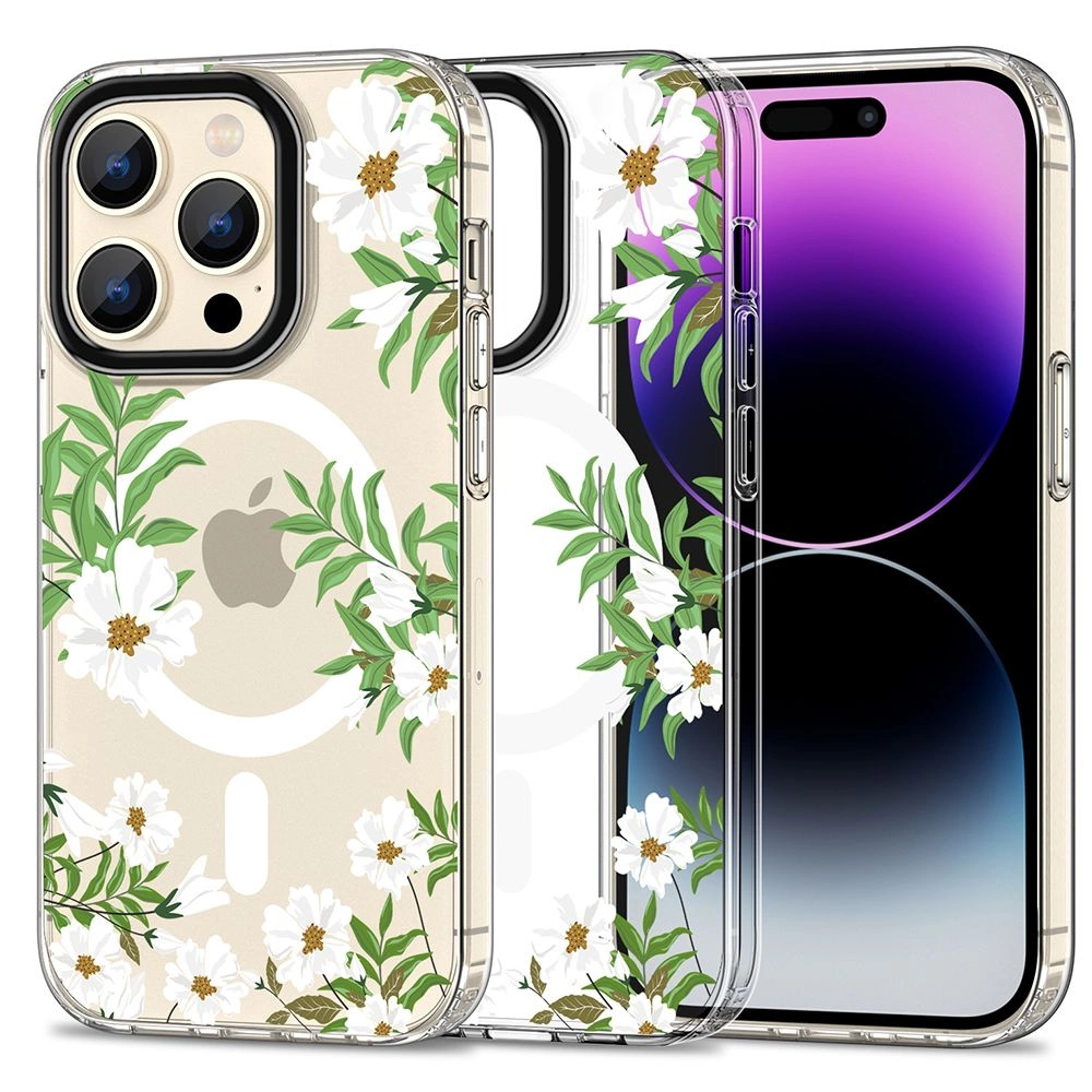 Apple iPhone 15 Pro 6.1'' Tech-Protect MagMood MagSafe Case Cover, Daisies with Leaves | Telefona Vāciņš Maciņš...