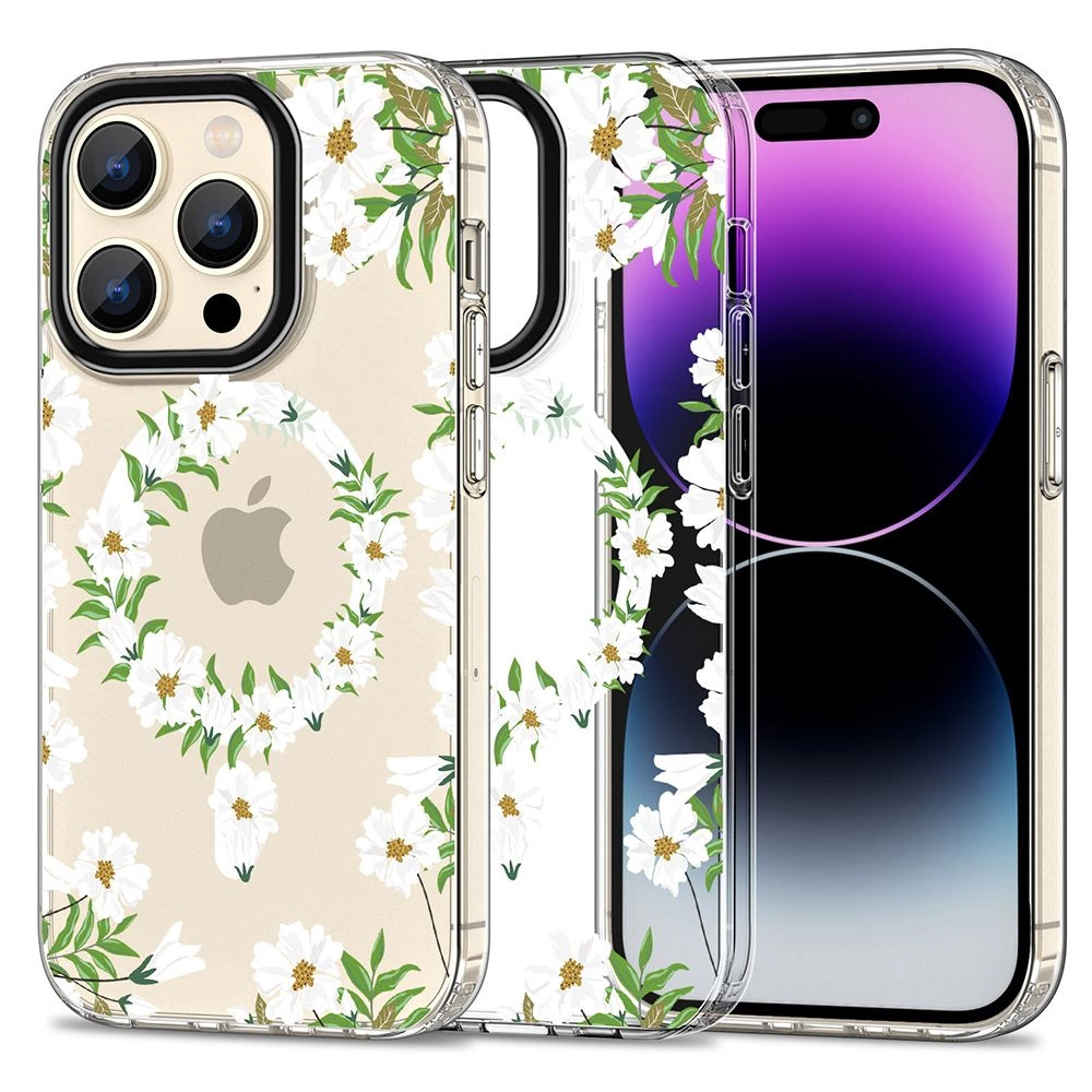 Apple iPhone 15 Pro Max 6.7'' Tech-Protect MagMood MagSafe Case Cover, White Daisies | Telefona Vāciņš Maciņš...