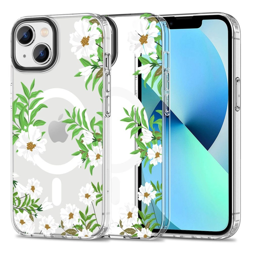 Apple iPhone 14 6.1'' Tech-Protect MagMood MagSafe Case Cover, Daisies with Leaves