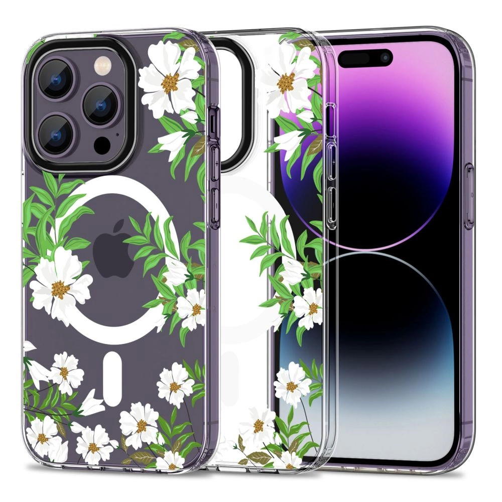 Apple iPhone 14 Pro Max 6.7'' Tech-Protect MagMood MagSafe Case Cover, Daisies with Leaves