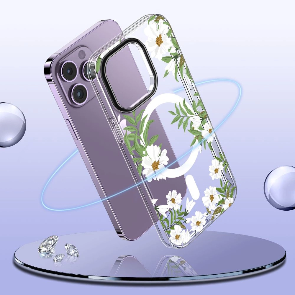 Apple iPhone 12 / 12 Pro 6.1\'\' Tech-Protect MagMood MagSafe Case Cover, Daisies with Leaves | Чехол...