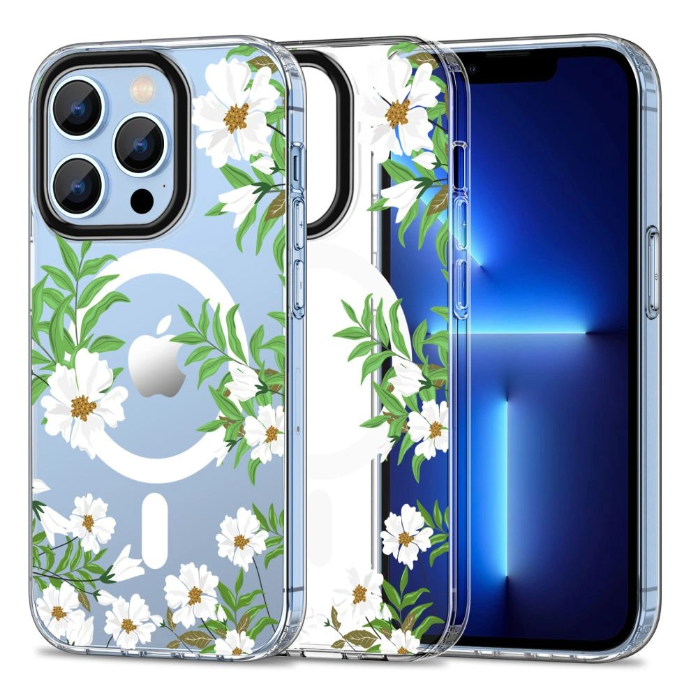 Apple iPhone 13 Pro 6.1'' Tech-Protect MagMood MagSafe Case Cover, Daisies with Leaves