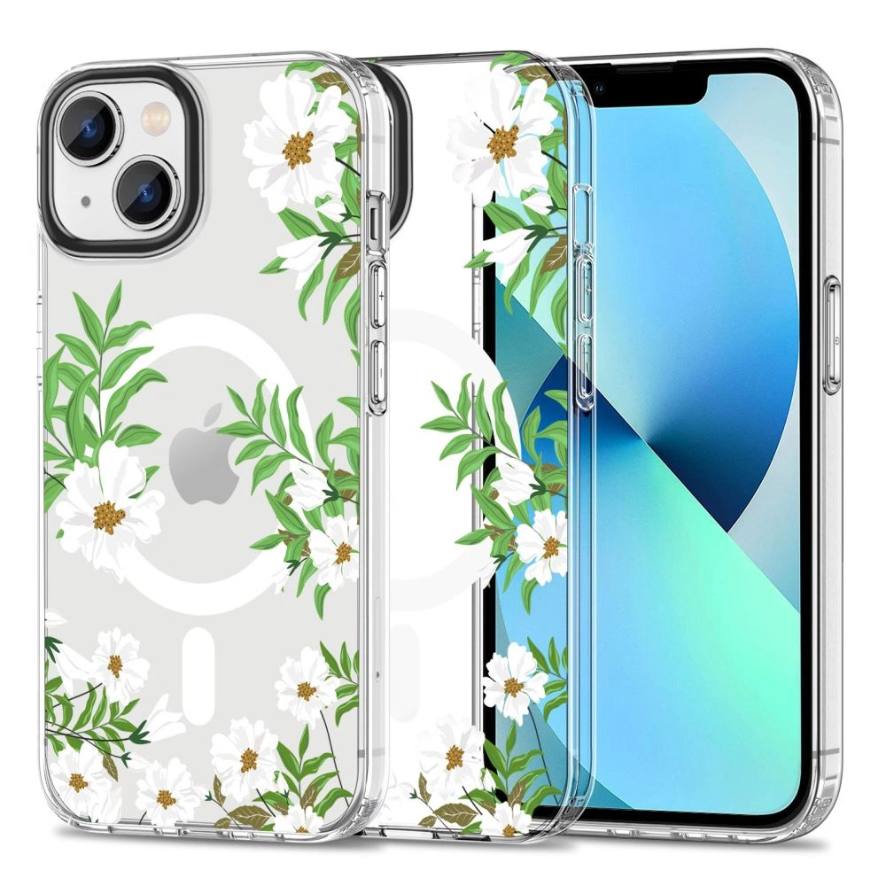 Apple iPhone 13 mini 5.4'' Tech-Protect MagMood MagSafe Case Cover, Daisies with Leaves