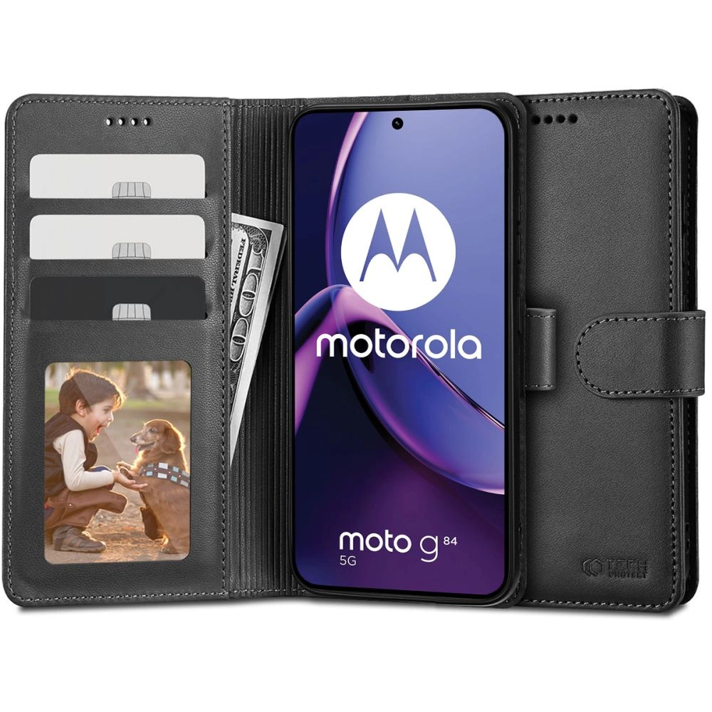 Motorola Moto G84 5G Tech-Protect Wallet Book Case Cover, Black