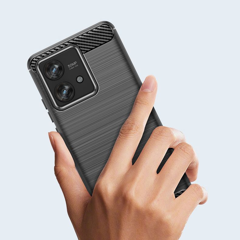 Motorola Edge 40 Neo Tech-Protect TPUCarbon Fiber TPU Protective Case Cover, Black | Telefona Vāciņš Maciņš...