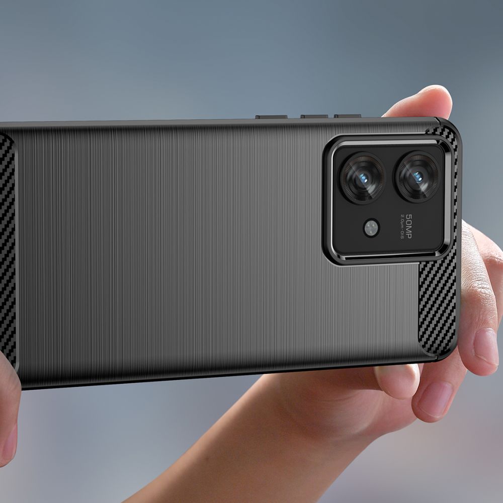 Motorola Edge 40 Neo Tech-Protect TPUCarbon Fiber TPU Protective Case Cover, Black | Telefona Vāciņš Maciņš...