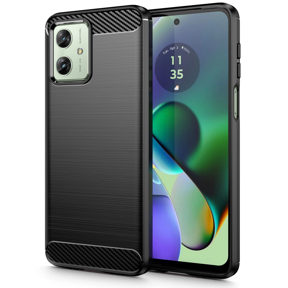 Motorola Moto G54 5G / G54 5G Power Edition Tech-Protect TPUCarbon Fiber TPU Protective Case Cover, Black | Чехол...