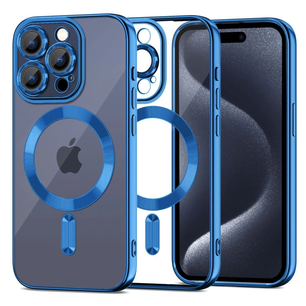 Apple iPhone 15 Pro Max 6.7'' Tech-Protect MagShine Line MagSafe Case Cover, Navy Blue | Telefona Vāciņš Maciņš...