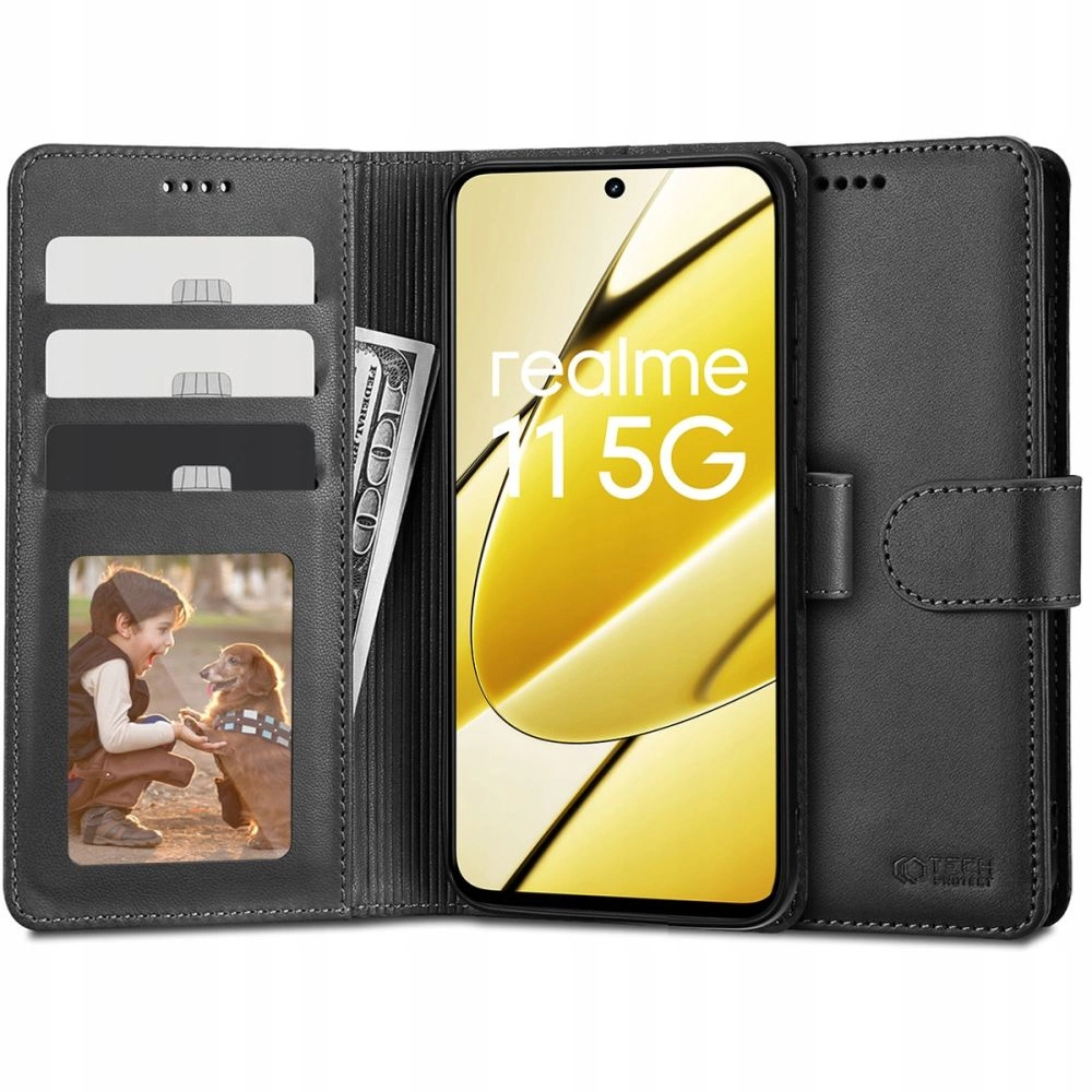 Realme 11 5G Tech-Protect Wallet Book Case Cover, Black | Telefona Vāciņš Maciņš Apvalks Grāmatiņa