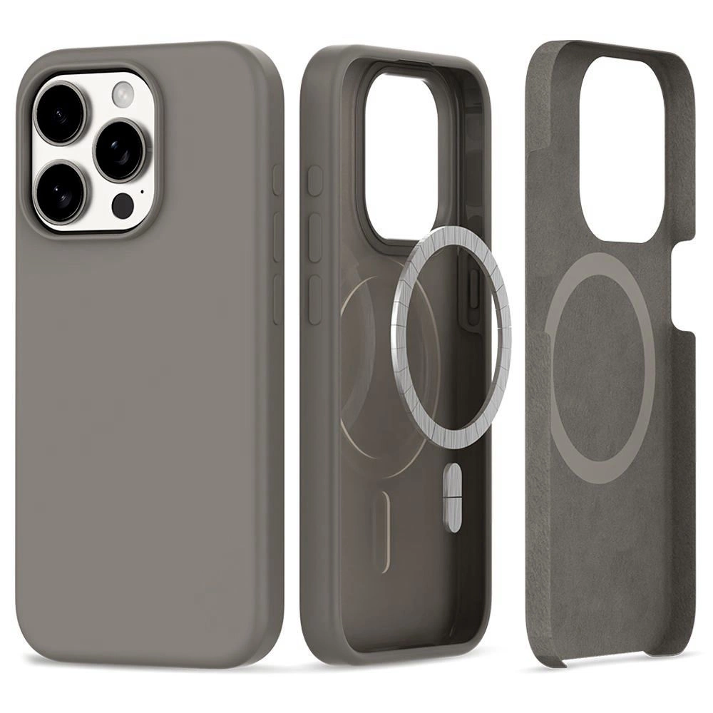 Apple iPhone 15 Pro 6.1'' Tech-Protect Silicone MagSafe Case Cover, Titanium | Telefona Vāciņš Maciņš Apvalks...