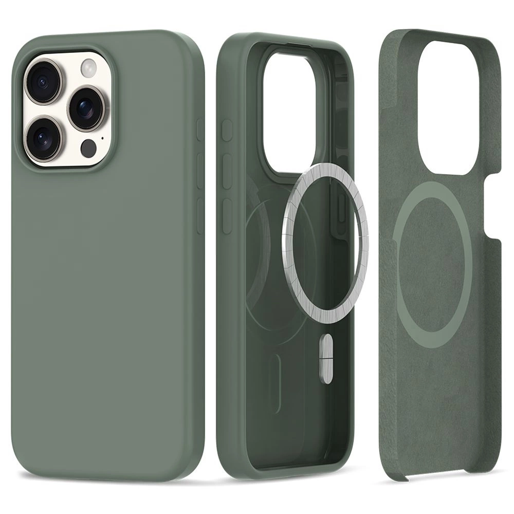 Apple iPhone 15 Pro 6.1'' Tech-Protect Silicone MagSafe Case Cover, Olive | Telefona Vāciņš Maciņš Apvalks Bamperis
