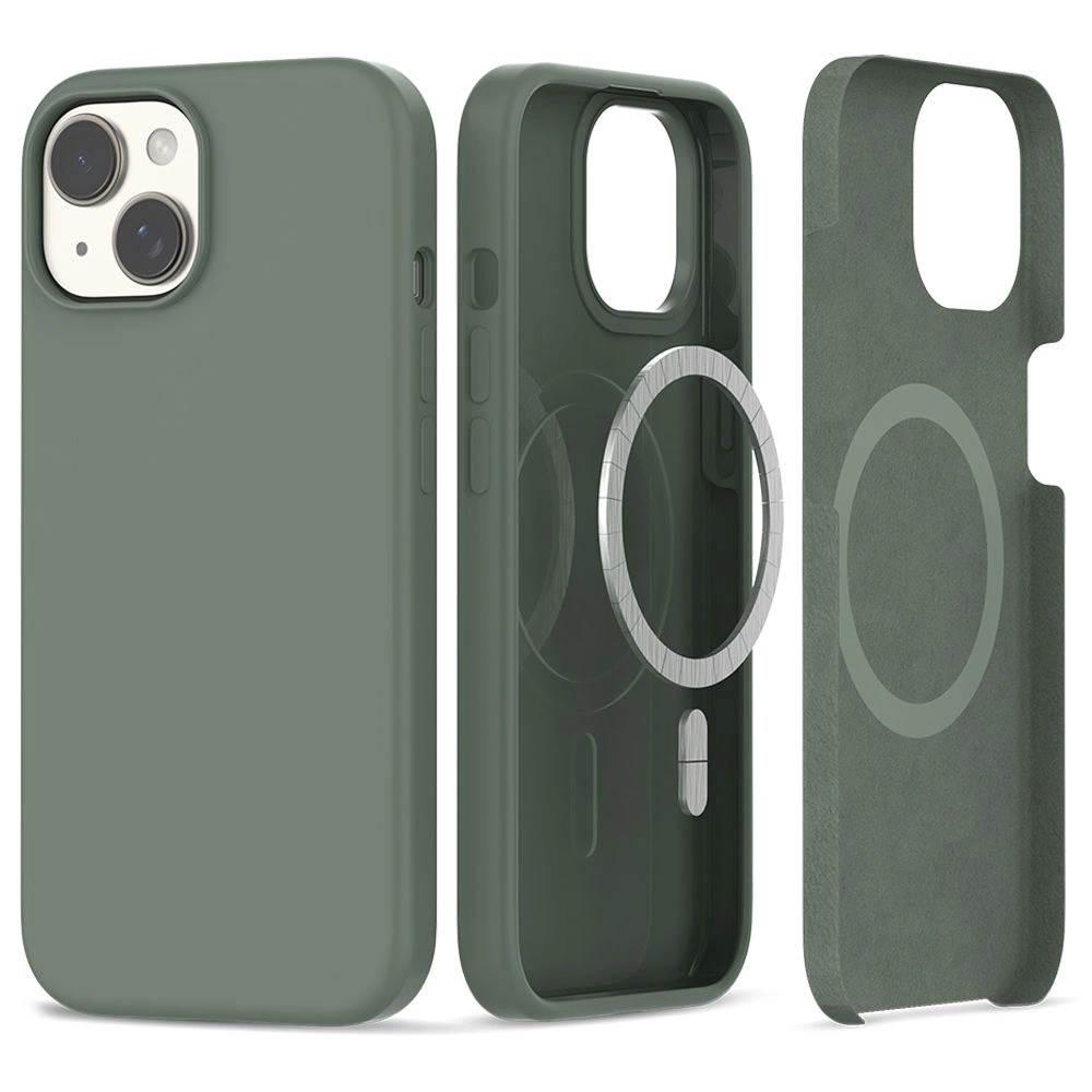 Apple iPhone 15 6.1'' Tech-Protect Silicone MagSafe Case Cover, Olive | Telefona Vāciņš Maciņš Apvalks Bamperis