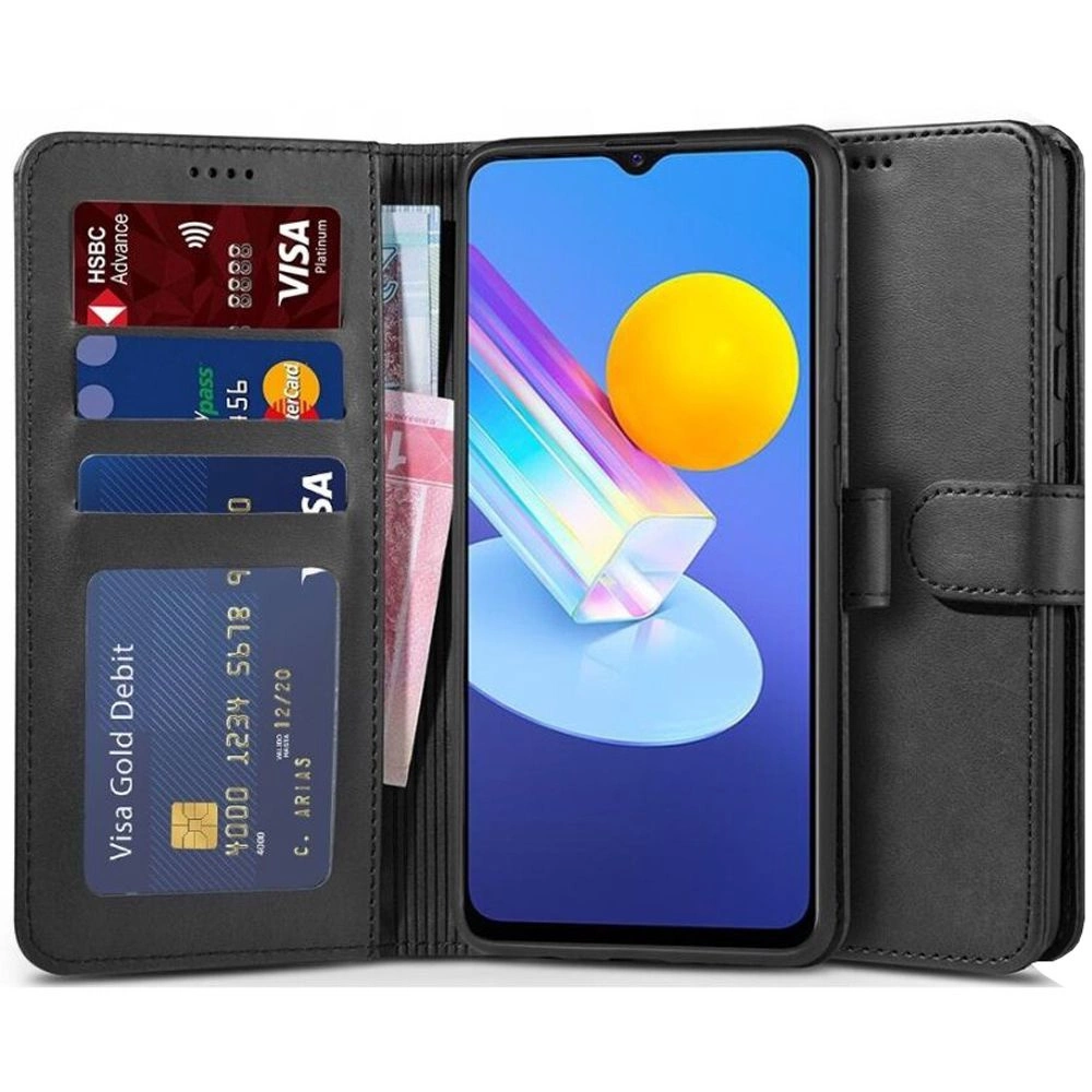 Vivo Y72 5G Tech-Protect Wallet Book Case Cover, Black | Telefona Vāciņš Maciņš Apvalks Grāmatiņa