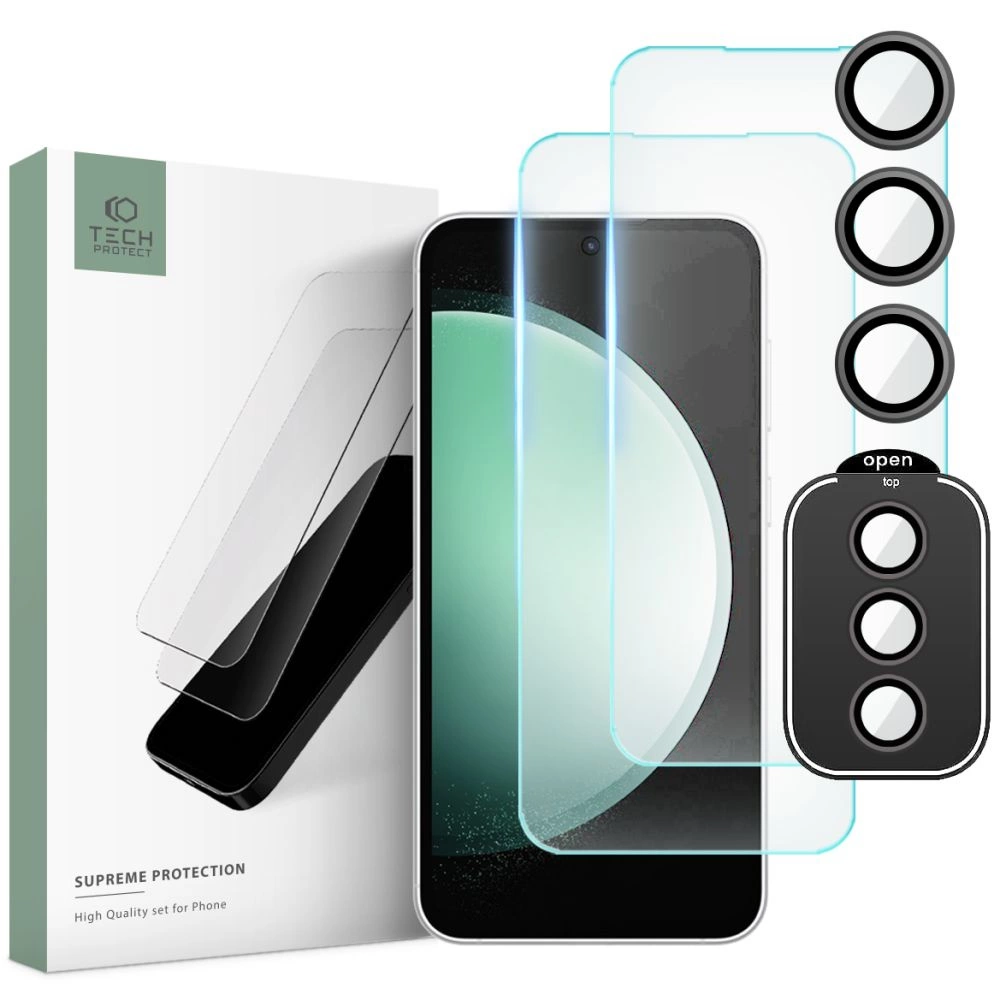 Samsung Galaxy S23 FE (SM-S711B/DS) Tech-Protect Supreme Tempered Glass 2x + Camera Glass | Ekrāna Aizsargstikls 2...