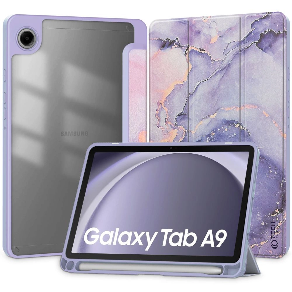 Samsung Galaxy Tab A9 ( SM-X110 / X115 ) Tech-Protect SC Pen Hybrid Cover Case, Purple Marble | Чехол Книжка...