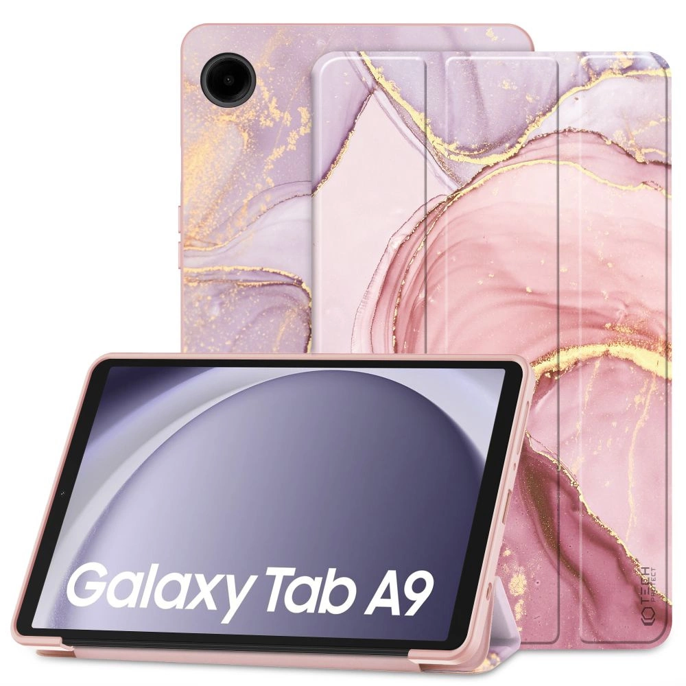 Samsung Galaxy Tab A9 ( SM-X110 / X115 ) Trifold Tech-Protect SmartCase Protective Cover Case, Pink Marble | Чехол...