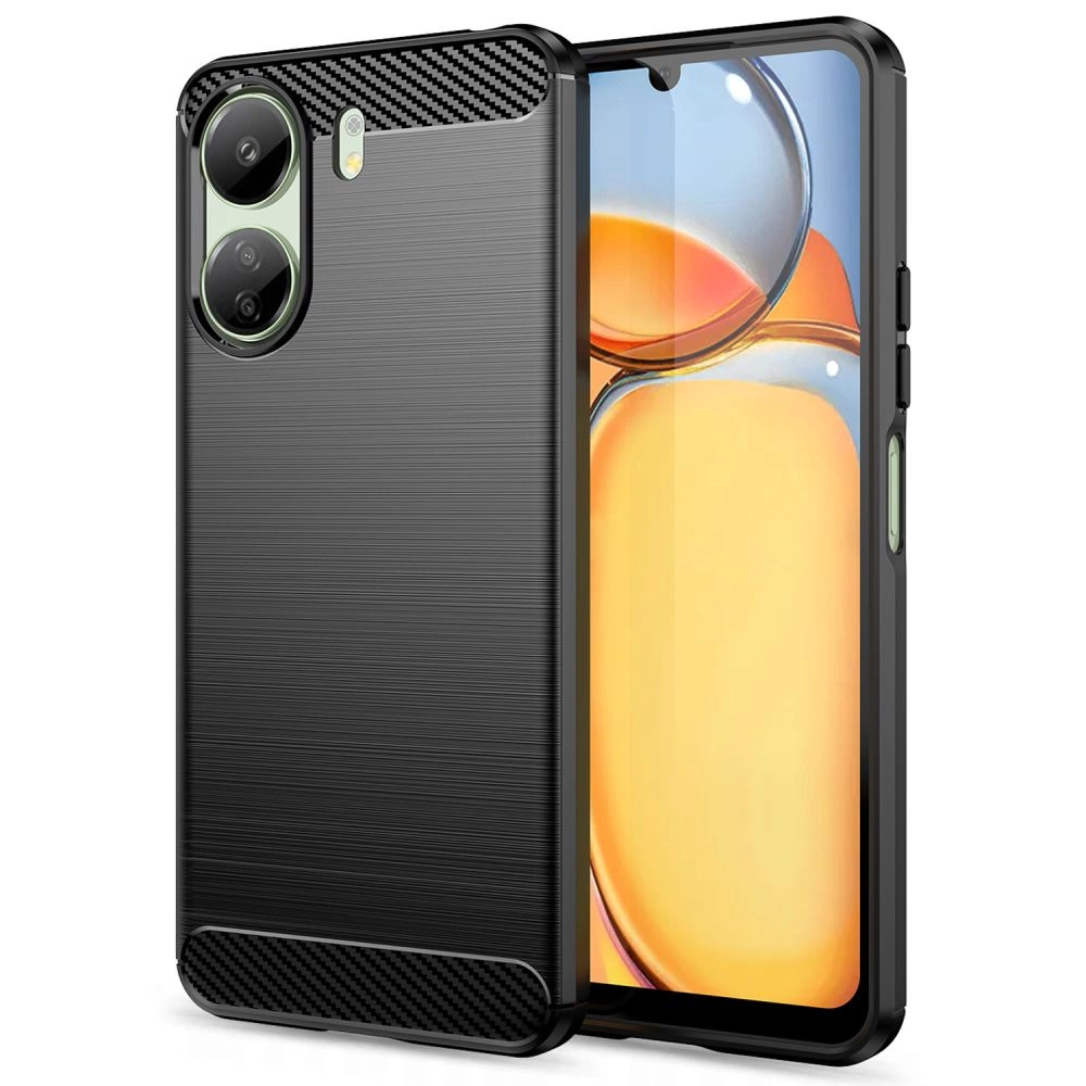 Xiaomi Redmi 13C / Poco C65 Tech-Protect TPUCarbon Fiber TPU Protective Case Cover, Black