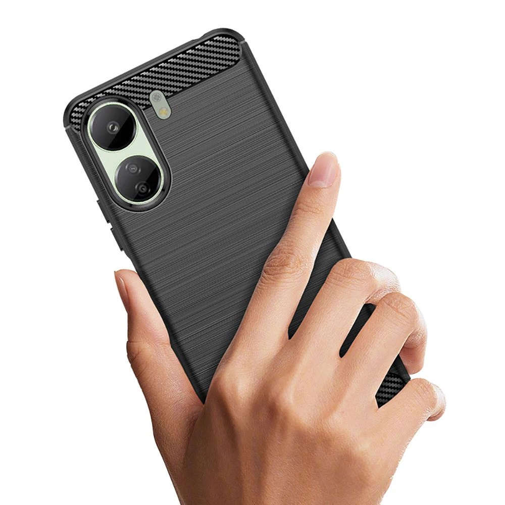 Xiaomi Redmi 13C / Poco C65 Tech-Protect TPUCarbon Fiber TPU Protective Case Cover, Black
