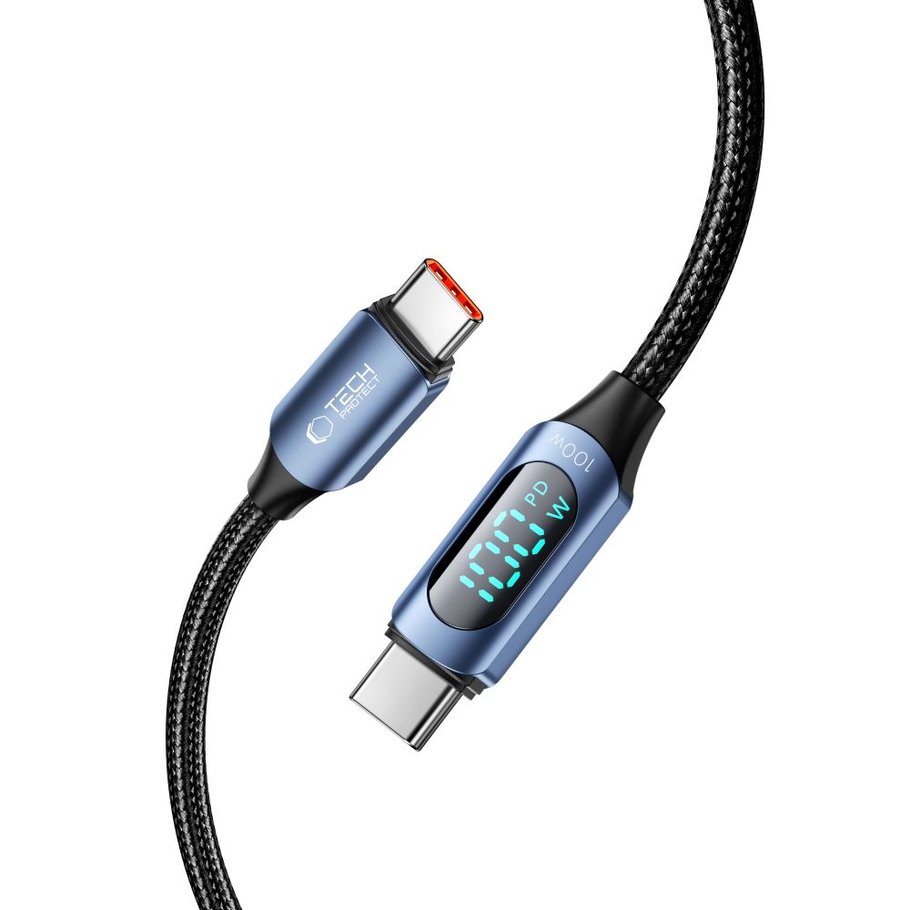Кабель Tech-Protect UltraBoost со светодиодной индикацией USB-C / PD 100W 5A 2m -...
