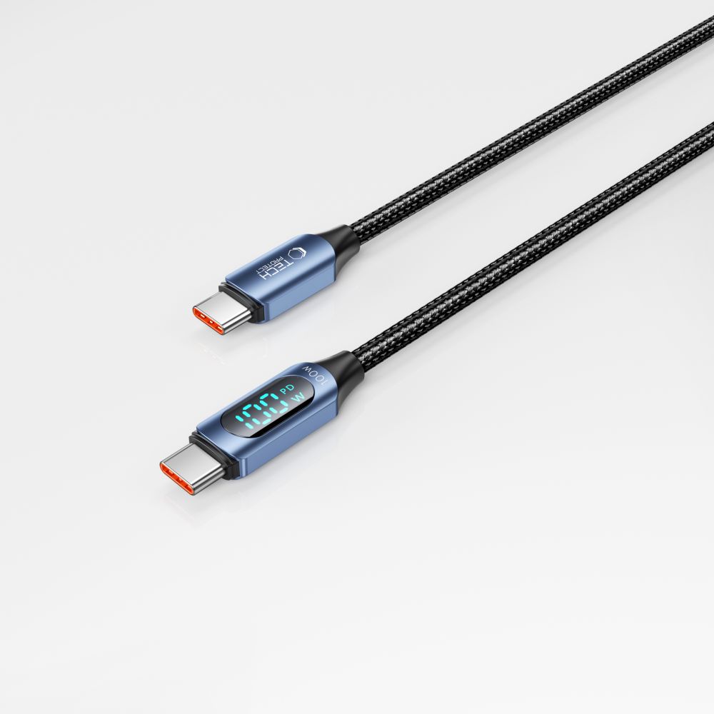 Кабель Tech-Protect UltraBoost со светодиодной индикацией USB-C / PD 100W 5A 2m -...