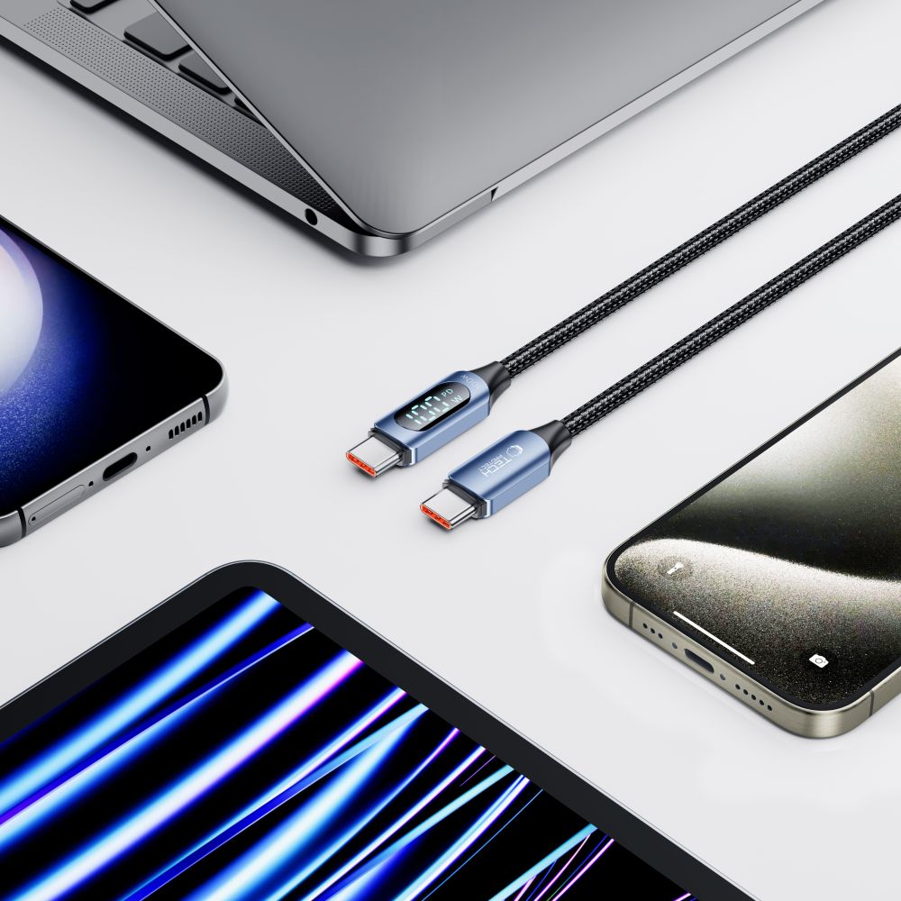 Кабель Tech-Protect UltraBoost со светодиодной индикацией USB-C / PD 100W 5A 2m -...