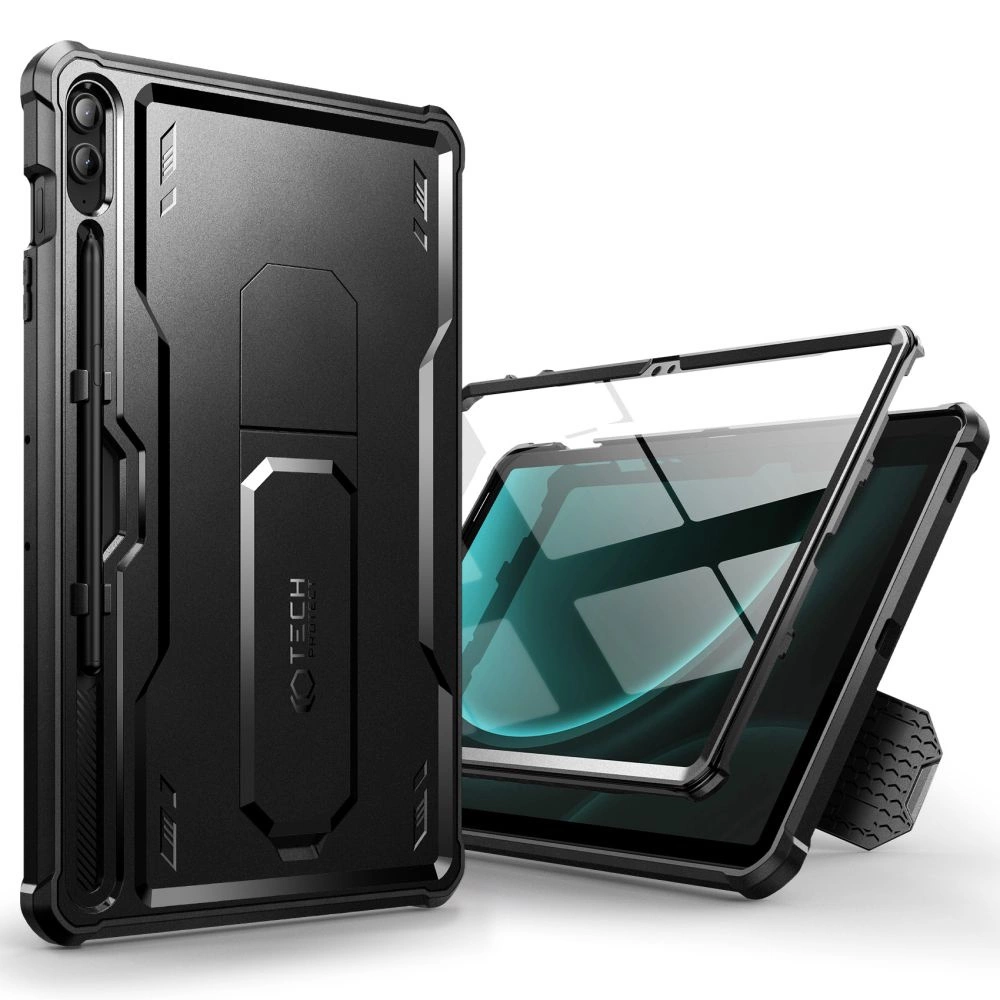 Samsung Galaxy Tab S9 FE+ Plus 12.4'' (SM-X610 / X616B) Tech-Protect Kevlar Pro Hard Protective Cover Case, Black |...