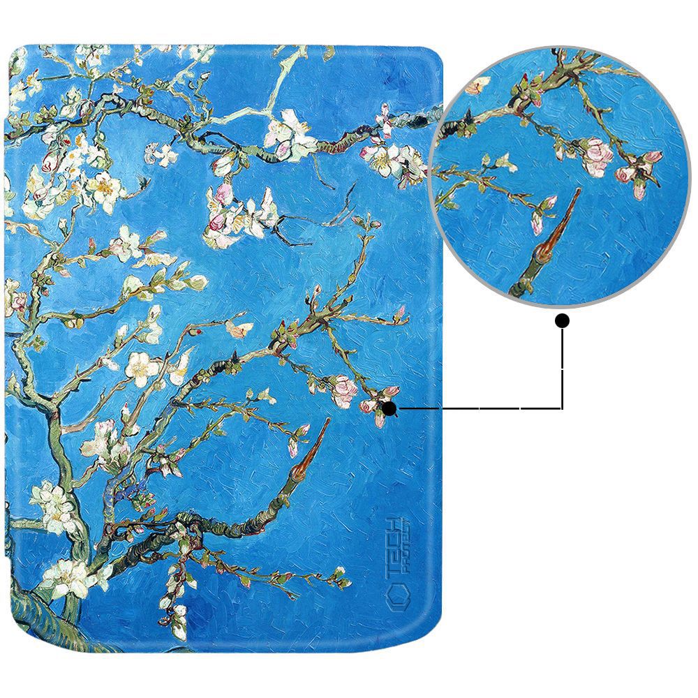 Tech-Protect SmartCase case for PocketBook Verse / Verse Pro - blue with sakura flowers