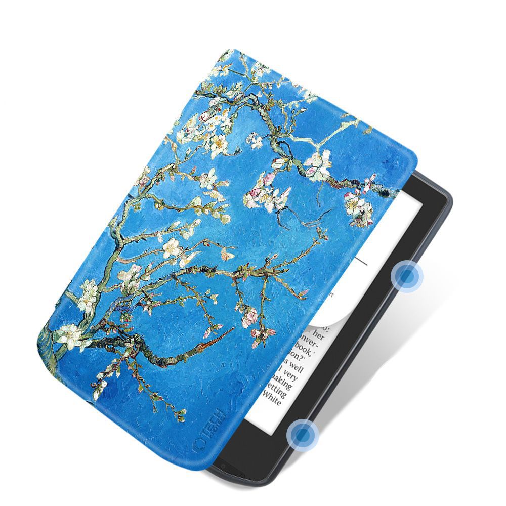Tech-Protect SmartCase case for PocketBook Verse / Verse Pro - blue with sakura flowers