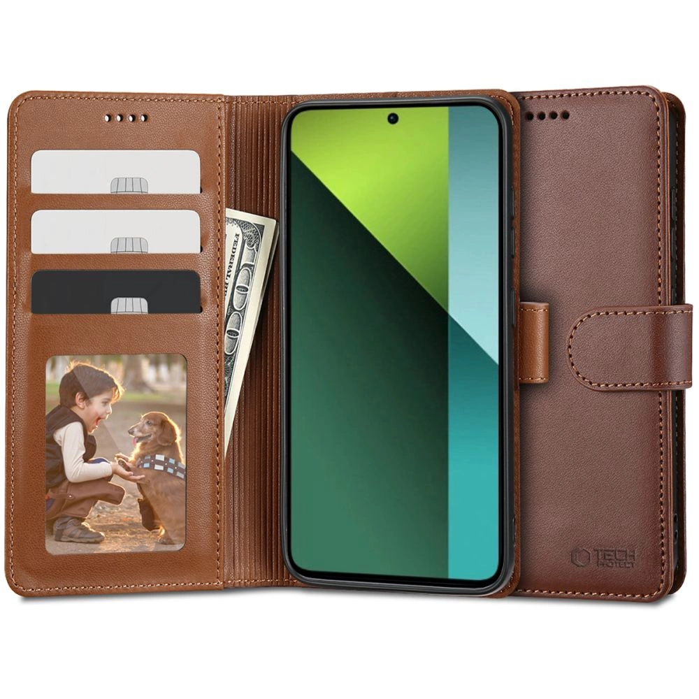 Xiaomi Redmi Note 13 Pro 5G / Poco X6 5G Tech-Protect Wallet Book Case Cover, Brown | Telefona Vāciņš Maciņš...
