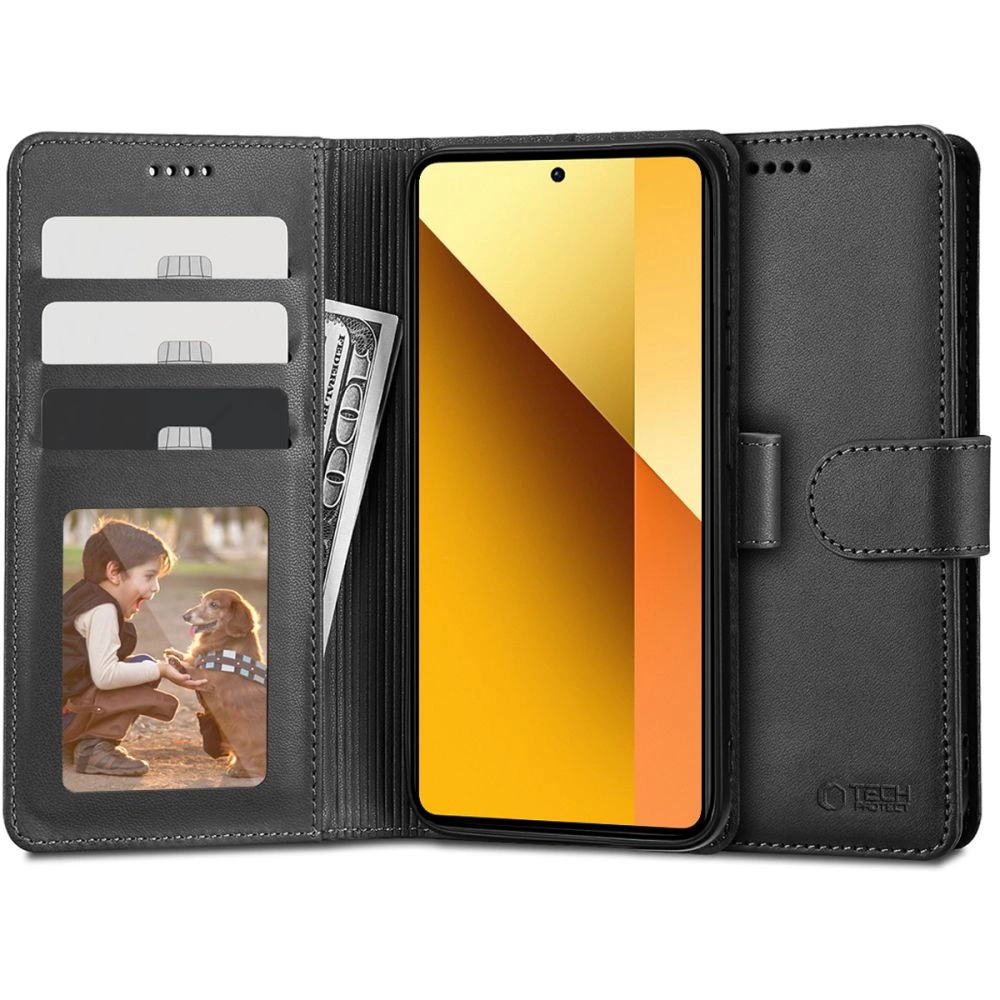 Xiaomi Redmi Note 13 5G Tech-Protect Wallet Book Case Cover, Black | Чехол для Телефона Кабура...