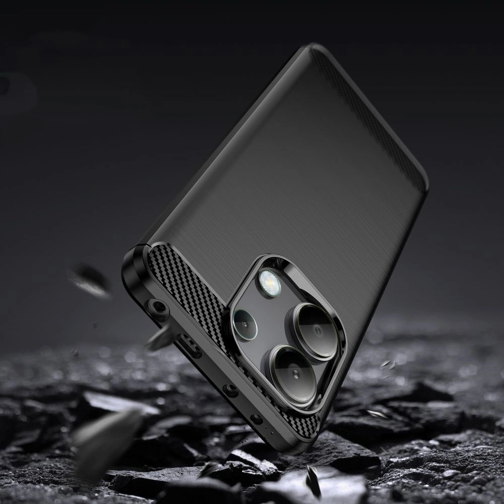 Xiaomi Redmi Note 13 4G / LTE Tech-Protect TPUCarbon Fiber TPU Protective Case Cover, Black | Telefona Vāciņš...